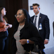 U.S. Supreme Court nominee Ketanji Brown Jackson arrives for a meeting with Sen. Mitt Romney (R-UT) on Capitol Hill on March 29, 2022, in Washington, DC.